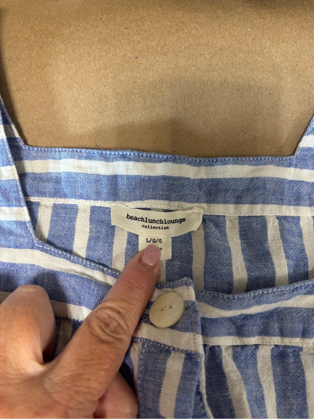 beachlunchlounge Blue and White Striped Button Dress/Cover-Up